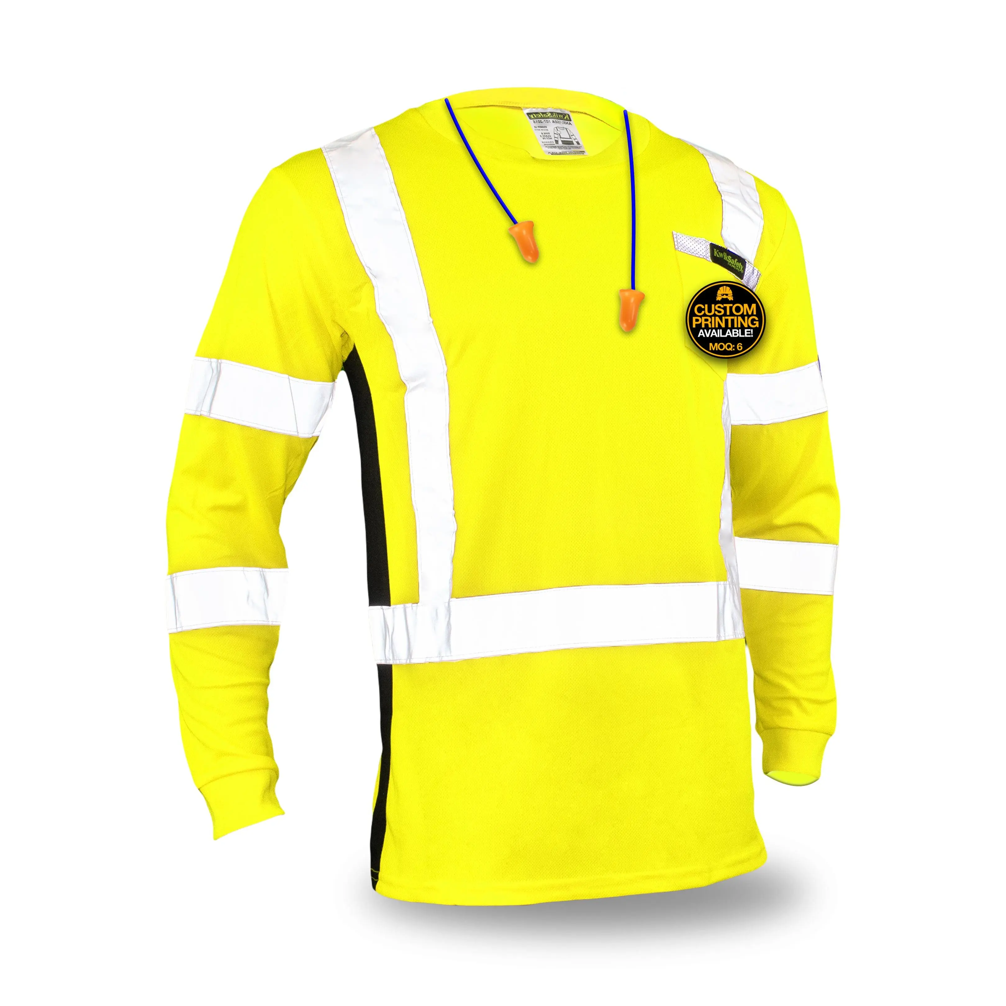 KwikSafety OPERATOR Safety Shirt Class 3 Long Sleeve Menswear ANSI OSHA Compliant Hi Vis Reflective Crewneck - Model No.: KS4404