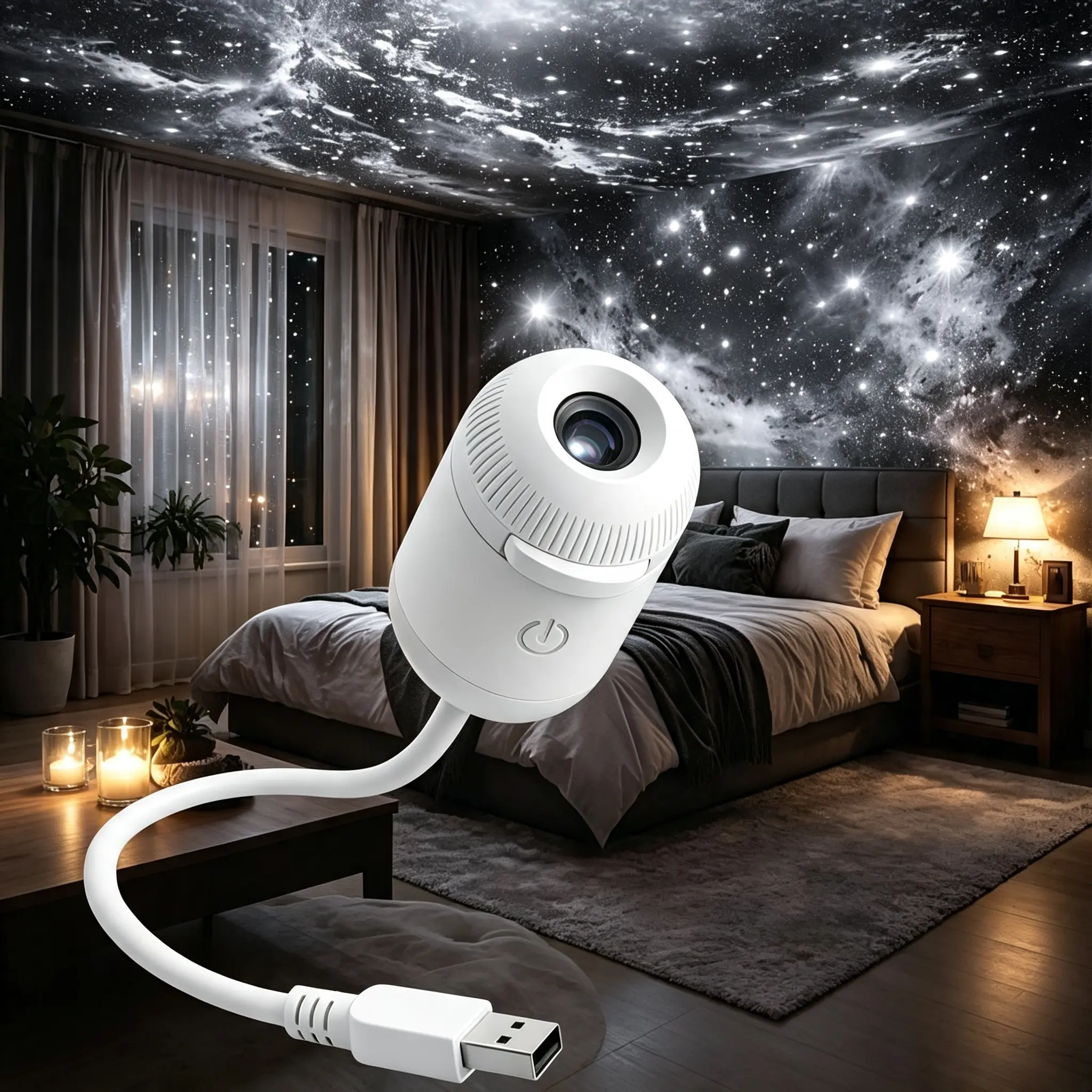 Starry Sky Ceiling Light: USB Car Decorative Projector Light with High-Definition Focus Adjustment-Milky Way Car Ambient Light