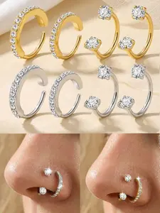 Cubic Zirconia Nose Ring, Nose Piercing Jewelry, 20 Gauge Hypoallergenic Stainless Steel, Cartilage Stud Earrings, Unisex Fashion, Layered Jewelry, Exquisite Gift, Nose Rings Set