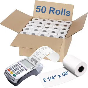 2 1/4" x 50' Thermal Paper Rolls 50 Rolls BPA Free 58mm Receipt Paper Fits Mini POS Thermal Printer for Square Terminal Small Businesses