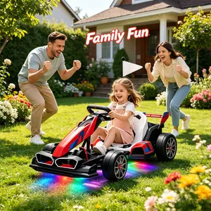 24V 36V Electric Go Kart with Adjustable Seat, Licensed Drift Kart with Dual 300W Motors, Crazy Go Cart for Kids Ages 6-12, Cool LED Lights, Drift Mode and 2 Speeds