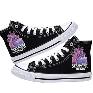 Stranger Things merch high-top canvas shoes, Stranger Things Season 4 student canvas shoes, breathable training shoes, outdoor sports shoes, fashionable all-match Y2K style, can be used as birthday and holiday gifts, suitable for all seasons