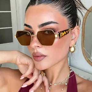 Y2K Geometric Hexagon Sunglasses Women Gold Frame UV400 Y2K Geometric Hexagon Sunglasses Women Gold Frame UV400