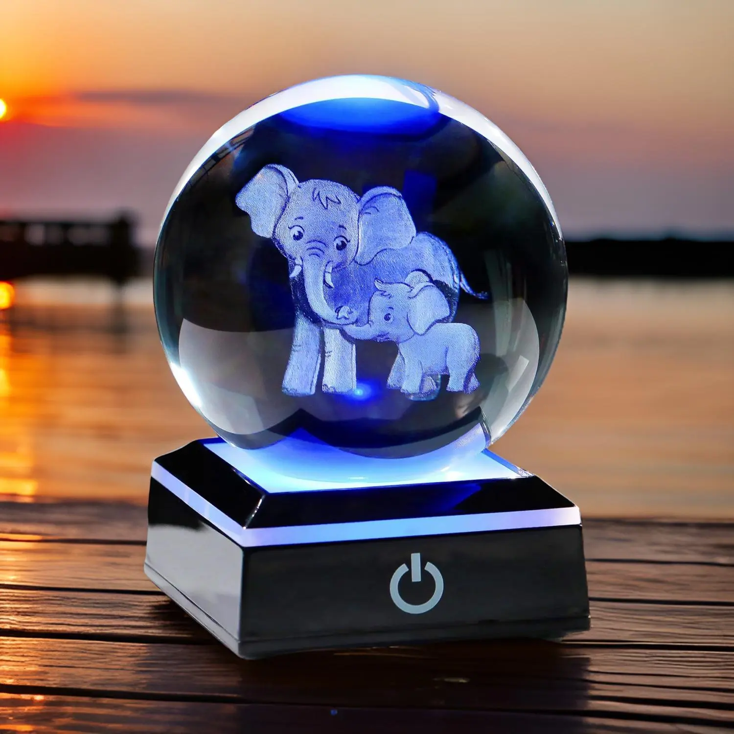 3D Engraved Crystal Elephant Nightlight Lamp - LED Ambient Light with 6 Lighting Modes, Touch Switch, Color-Changing Lights, Nightlight Bedroom Decor, Ideal Mom Gift & Home Desk Ornament, Ambient Night Light