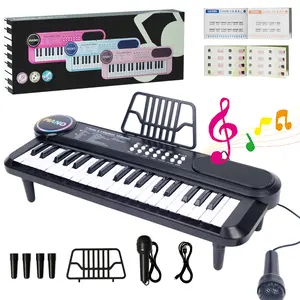 Kids Piano Toy, 37-Key Electronic Keyboard, Music Learning Tool, Includes Microphone Stand, DIY Stickers & Sheet Music, Birthday Gift