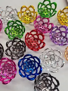BC4 (20PCS) 20mm Plastic Multi-Colored Flower Pattern Bead Caps for DIY