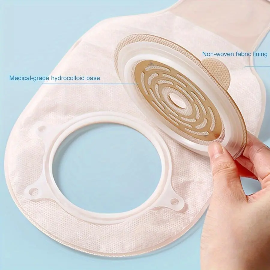 15PCS Ostomy Bag Set, 2-Piece Drainable Pouches with Closure, Max Cut 70mm Ostomy Supplies for Ileostomy Stoma Care, 10pcs Pouches + 5pcs Skin Barriers