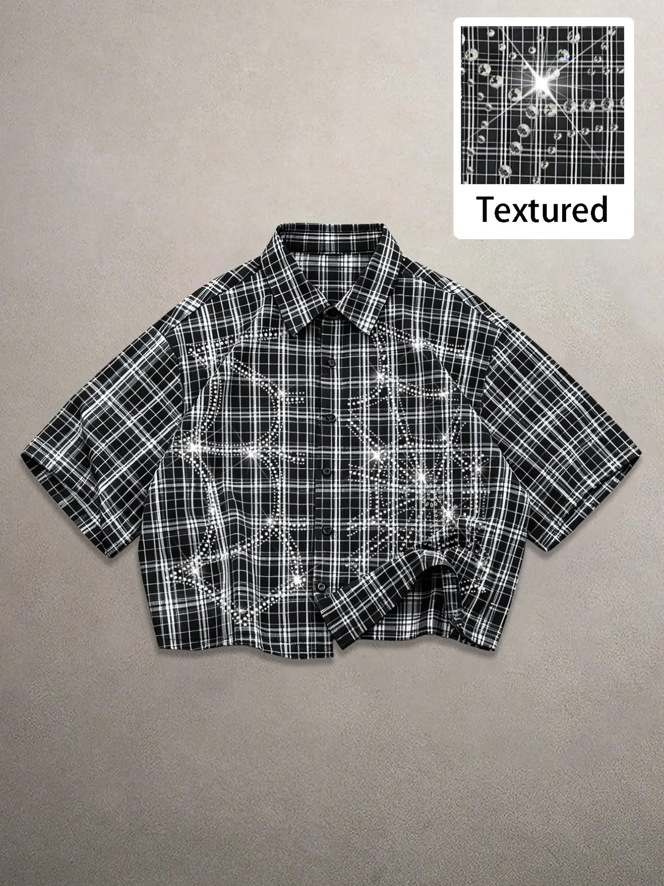 Men's Plaid Checked Loose Fit Baggy Short Sleeve Button Shirt, Classic Casual Breathable Comfortable Design, Fashionable Daily Wear, Casual Collared Shirt, All Seasons, Top