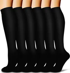 MhzyCaus 6 Pairs Athletic Compression Socks – Long Calf Design, Moisture-Wicking & Anti-Odor for Running, Gym & Cycling unisex woman -best support christmas year gift Sport Holiday Tubesocks Work Out