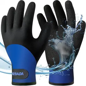 T2 Waterproof Winter Work Gloves for Men and Women - Thermal Insulated Freezer Gloves for Working in Freezer for Cold Weather, 100% Latex Coating, Wrist Closure, 1 Pair, Blue, Medium