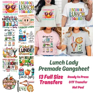 Lunch lady premade DTF gang sheet-13 adult prints, Lunch lady DTF Gang sheet, School lunch lady transfers, Lunch lady heat transfer, lunch lady  Transfers