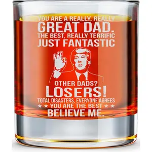 Father's Day Gifts for Dad from Daughter, Son - Dad Glass Gifts for Christmas, Birthday - Cool Present for Father - 10oz Whiskey Papa Rock Glass Grandpa Papa Birthday Christmas Gift