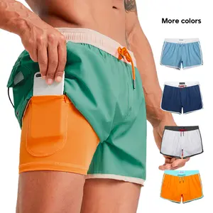 Maamgic Swim Shorts 4.5 Inseam Spandex,2 in 1 Stretch, Polyester, Adjustable Waistband, 2 Side Pockets, 1 Back Pocket & Quick-Drying #Summervibes | Compression Liner & Anti-Chafe，Beach Activities，Swimming Pool，Casual Vacation Summer Swim Trunks