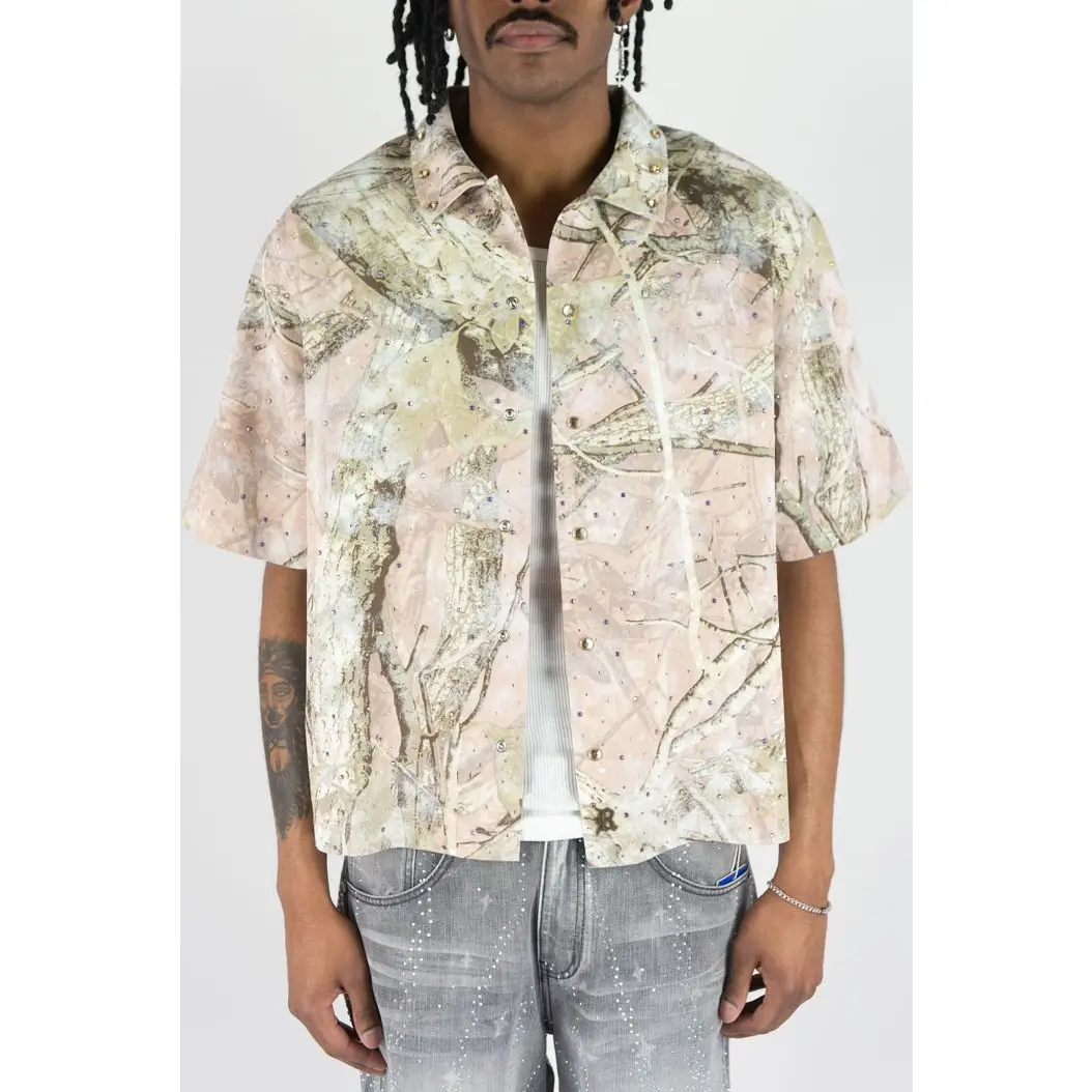R3BEL CAMO Rhinestone Flannel