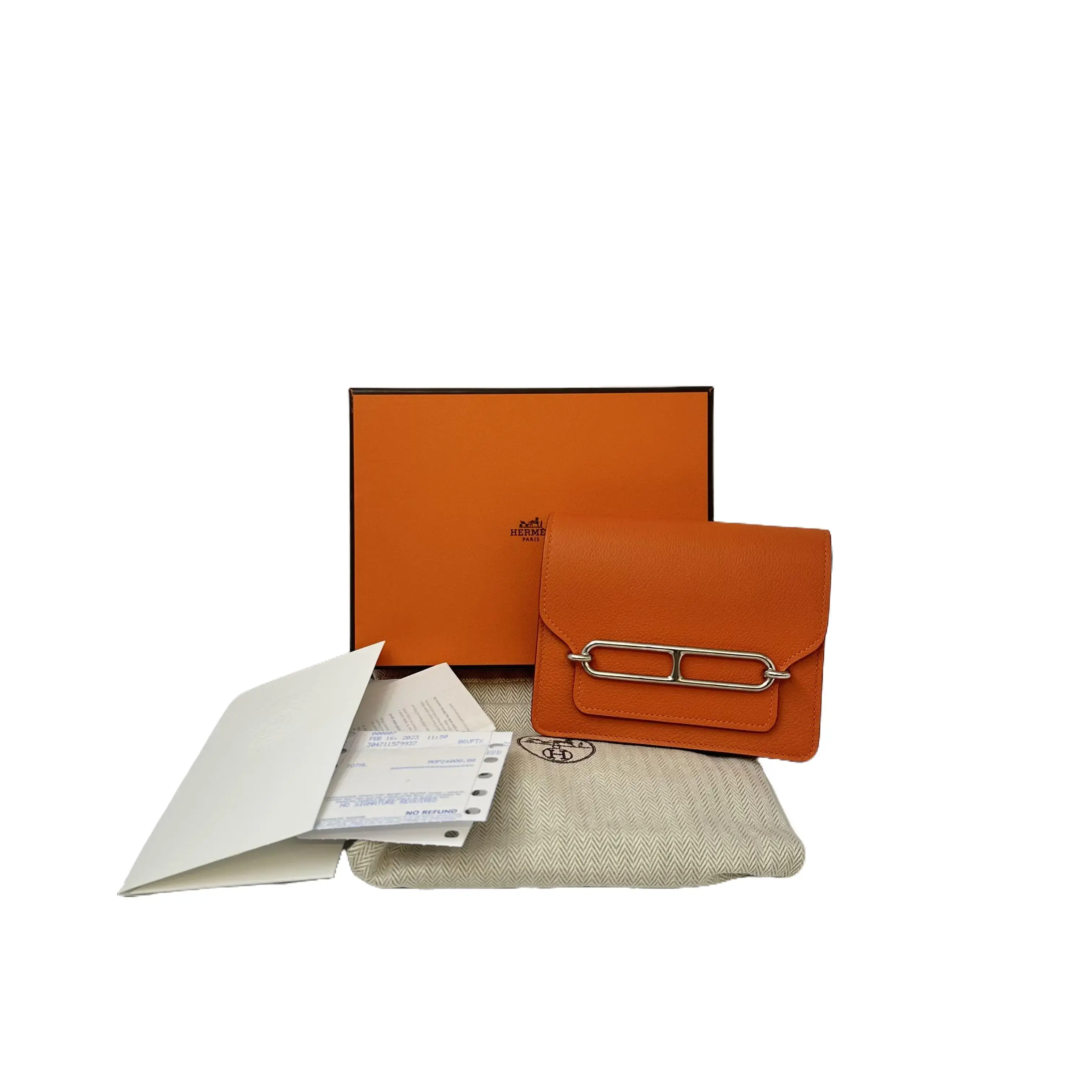 Pre-owned HERMÈS france Small Leather Goods H1 Sorbet Limited orange Badge Mini Backpack (Sperone BB) 42112
