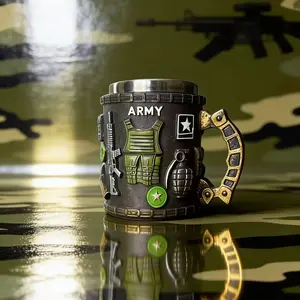 Creative mugs with retro military design, coffee cups and beer mugs, washable and reusable for military enthusiasts' collection, Christmas and Halloween gifts