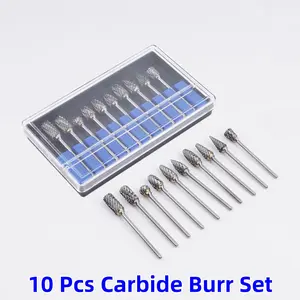 [Hand Tools Kits] 10 Pcs Carbide Burr Set Compatible with Dremel Rotary Tool,Die Grinder Bits Rotary File Rasp with 1/8" Shank Tool Accessories for Attachments Cutting Burrs Metal Grinding Engraving Porting Double Cut,Halloween Decor Gifts