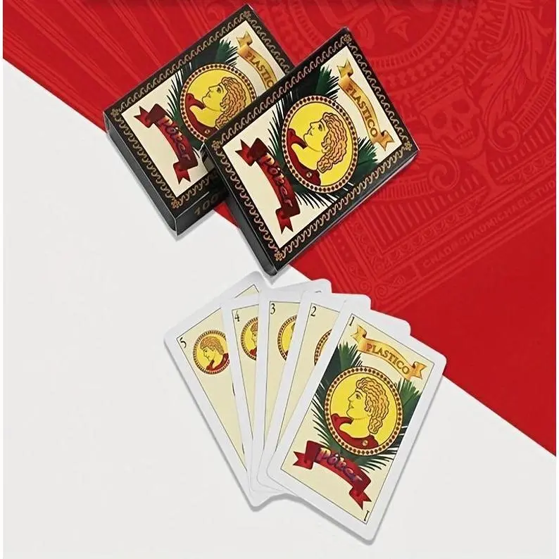 40-Piece Authentic Spanish Poker Cards Deck, Durable Flexible Plastic Playing Cards Resistant to Wear for Casual Play Games, with Storage Case