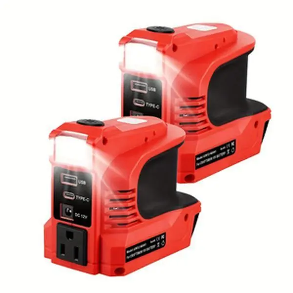 180W Milwaukee 18V Battery-Compatible Power Inverter, DC 18V to AC 110V-120V AC Power Supply, Portable Outlet with USB & Type-C PD Port (Batteries Not Included), Power Tool Adapter Mobile Bases