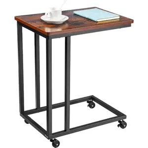 VEVOR C Table, Folding C Shaped End Table with Metal Frame Adjustable Feet, Foldable C Shaped Side Table for Living Room Bedroom Office, 23.62x 14.57x 27.56 inch TV Tray, Brown and BlackVEVOR Super Brand Day
