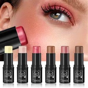 COSASTYA 6PCS Cream Contour Stick Multi-Pack - Matte Waterproof Cosmetic Set with Blush, Highlighter, Bronzer & Makeup Sponge, Non-Greasy Long-Lasting Brightening Travel-Size for All Skin Types, Ideal Gift