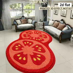 2D flat, tomato-shaped carpet pad living room carpet irregular high-end bedroom headboard sofa coffee table dressing table stool pad Home Decor Rug