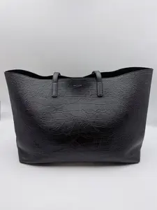 Pre-owned Yves Saint Laurent Calfskin Tote Bags Crocodile Embossed Large Tote Bag
