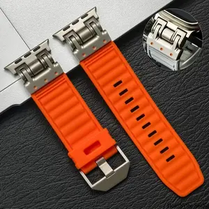 Silicone Band for Apple Watch Strap Ultra 2 49mm 45mm 44mm 42mm Soft Sports Correas for apple IWatch Series 9 8 7 6 5 4 Bracelet, Accessories, Wearable