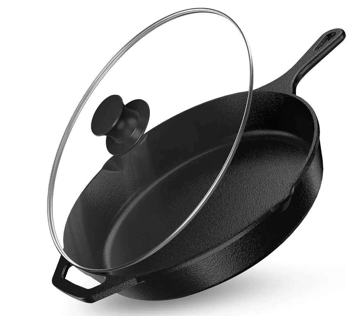 Kichly Saute Fry Pan Pre-Seasoned Cast Iron Skillet With Lid, Frying Pan, Cast Iron Pan, Safe Grill Cookware for Indoor & Outdoor Use (1, Black, 10 Inch)