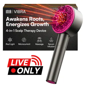 【LIVE EXCLUSIVE】INIA VIBRA 4-in-1 Scalp Therapy Device, Red Light, Microcurrent, Massage, Serum Infusion, Scalp Massager Beauty Device, Waterproof & Wet/Dry Use, Perfect Holiday Gift