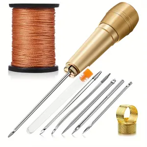 22pcs/11pcs of Handmade Faux Leather Sewing Tools for Shoes and Faux Leather Repairs, 6 Copper Handle Canvas Faux Leather Sewing Tapered Needles, Sewing Supplies Crafts