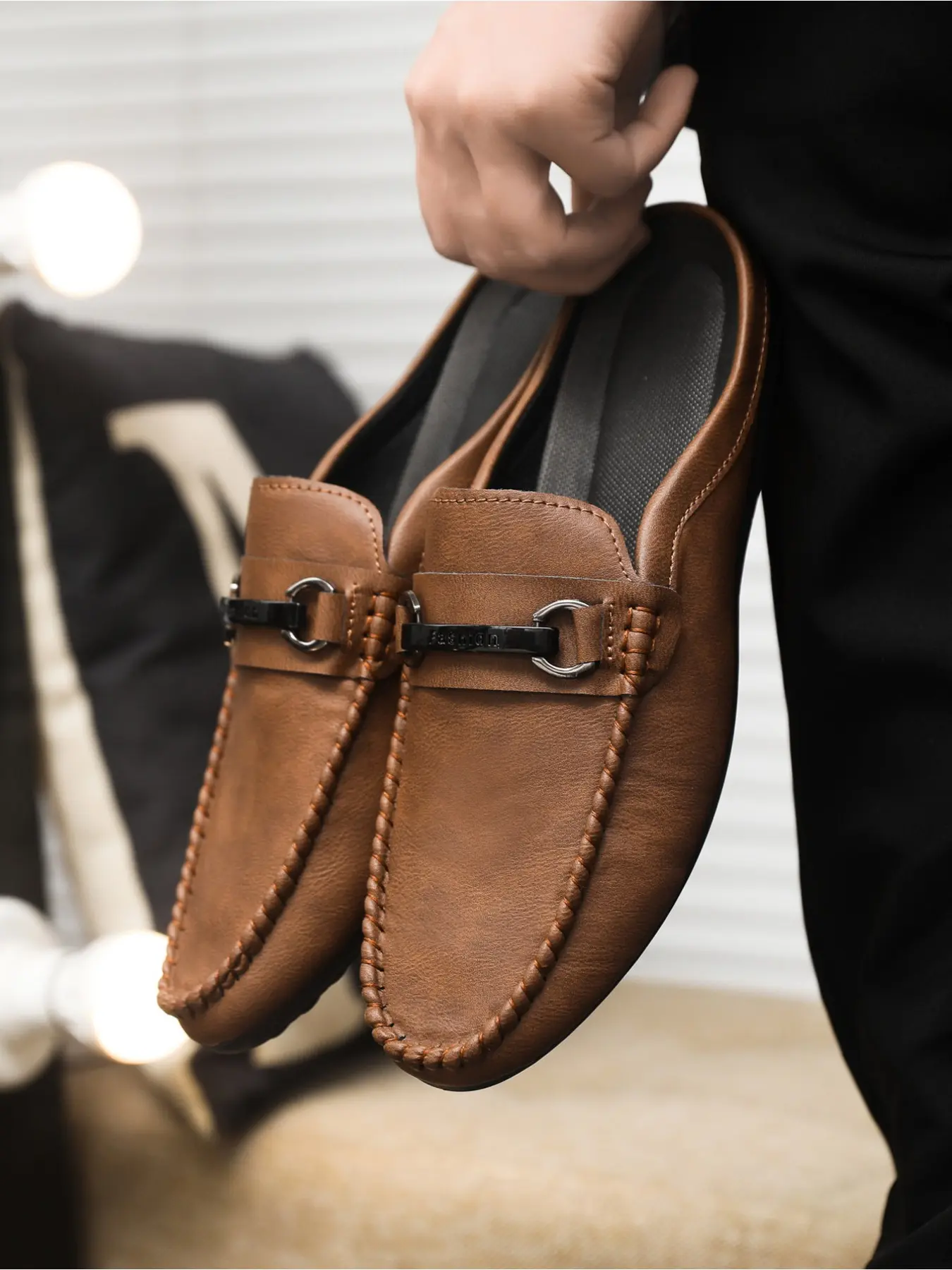 Men's slip-on loafers, casual shoes, moccasins, slip-on shoes, half-slip-ons—Pu Leather Shoes, Pu Leather Footwear, lightweight and comfortable, versatile moccasins for effortless style.