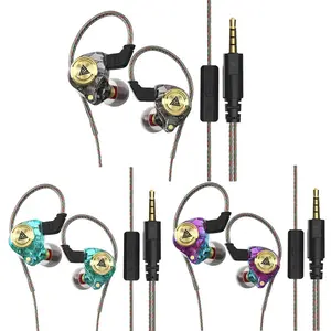 QKZ AK3 Wired in Ear Monitor Headphone, Portable 3.5mm Wired Gaming IEM in-Ear Earphones Ear Buds, Hifi Stereo Headphones Cool Black Inear Monitors Earbuds for Gym & Sport Gaming