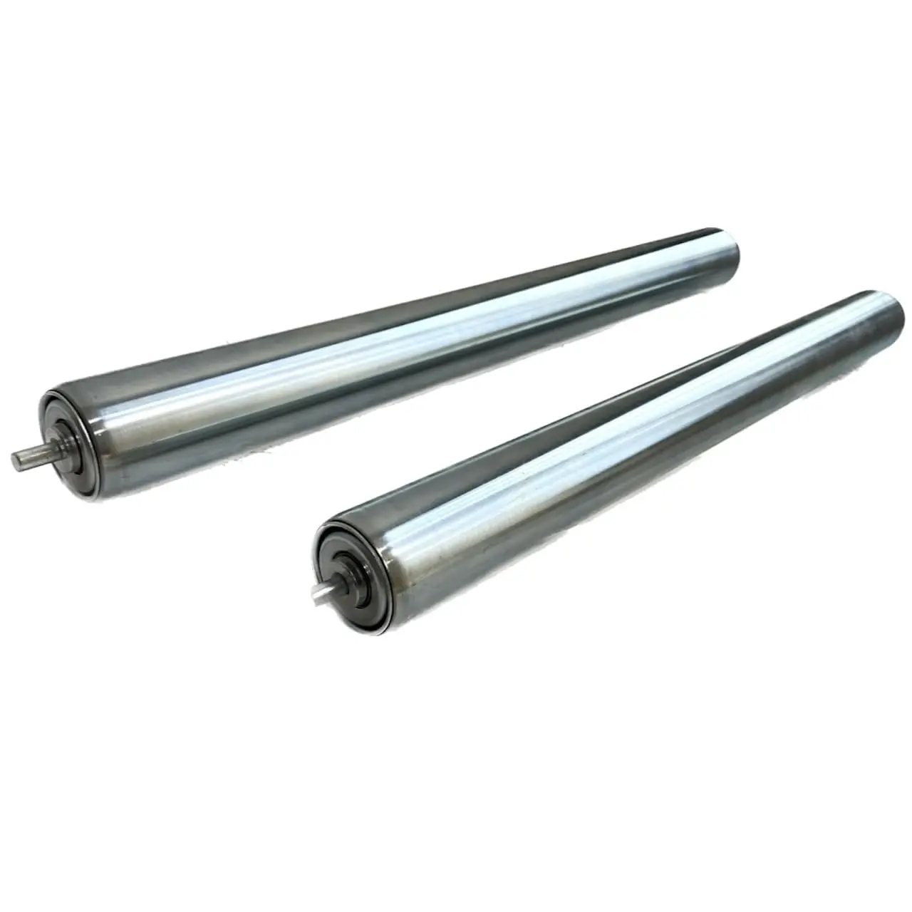 Set of 2 Durable Galvanized Steel Conveyor Rollers, each 16" in BF Length & 1.5" in Diameter | 1/4" Axle Diameter | Replacement Steel rollers for Roller Conveyor Systems, Roller Stands
