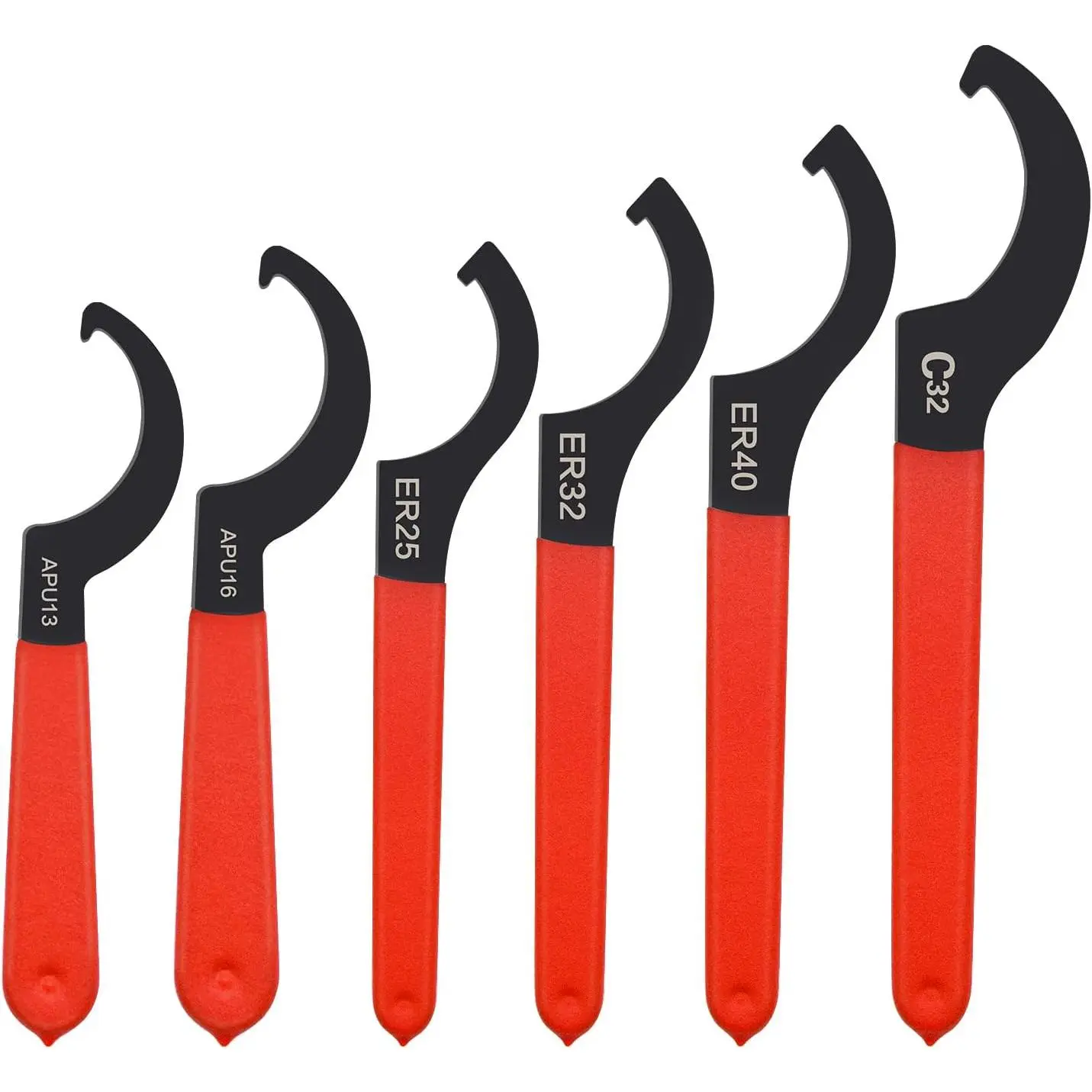 6pcs C-Shape Coilover Spanner Wrench Set, Hook Wrench Tools for Suspension System Shock Adjustment, Bicycle Repair, Emergency Fix, Mechanical Maintenance, Plumbing Work, Cycling, Emergency Repair