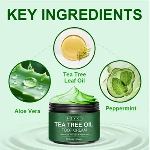 Tea Tree Oil Foot Cream with Vitamin E, Aloe Tea Tree Oil Foot Cream with Vitamin E, Aloe Vera and Peppermint 50g - Enriched with powerful moisturizing ingredients, tea tree oil and phytosterols - for all skin types, cracked heels and rough feet - 50g