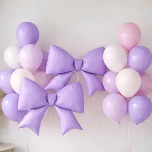 10 Pack Giant Foil Bow Balloons – Matte Lavender Lilac Party Balloons for Backdrop, Photo Booth & Event Styling, 29″ x 27″ Inflated