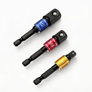 TOOLAZO Impact-Grade Socket Adapter Set (1/4", 3/8", 1/2"): Transform Your Impact Driver into a Heavy-Duty Socket Wrench. Forged from Tough Steel with Color-Coded Rings for Instant Size ID. The Perfect Gift for DIYers and Pros Who Demand Versatility.