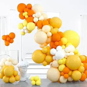 PartyWoo 100-Piece Round Rubber Yellow & Orange Balloon Garland Kit, 36/18/12/10/5 Inches Sizes for Balloon Arch Backdrop, Birthday Party Decorations