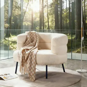 Fluffy Vanity Chair with Back, Modern Makeup Chair with Soft Faux Fur & Metal Legs, Comfy Accent Armchair for Bedroom, Dressing Room, Living Room, Home Office, White Vanity Stool makeup  vanity  chair