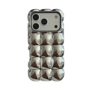Minimalist Plated Solid Color Bubble Case for iPhone 17 Pro Max 16 15 14