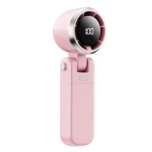 Portable Handheld Folding Fan, Multifunctional Fan, Type-C Charging, Travel Neck Hanging Fan, 5 Speed Settings, 6 High-Speed Blades, 4000mah Battery, Up to 12 Hours Usage, USB Rechargeable Fan
