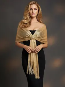 Elegant Sparkle Shawl Wrap for Women with Free Buckle for Evening Party Dresses Wedding Guest Sparkly Metallic Finish Soft Comfortable
