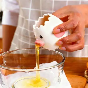 2-Piece Creative Adorable Kitchen Set: Ceramic Egg White Separating Funnel, Easy-to-Clean Ceramic Material, Home Egg Liquid Yolk Filter, Baking Tool, Kitchen Gadgets