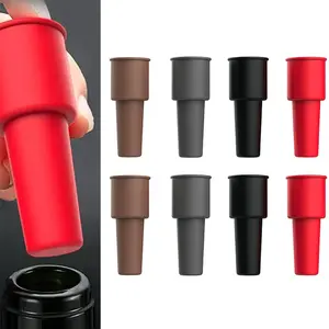 8Pcs Reusable Silicone Wine Stoppers, Soft Bottle Seal Plugs with Grip Top, Unbreakable Bottle Corks for Wine & Champagne Fresh Keeping