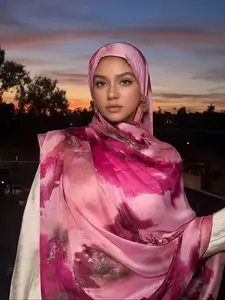 Women's Breathable Jersey Hijab Scarf, Head Scarf, Digital Gradient Print Design, Soft Fabric Comfort Fit, Suitable for Various Occasions, For Muslim, Modesty