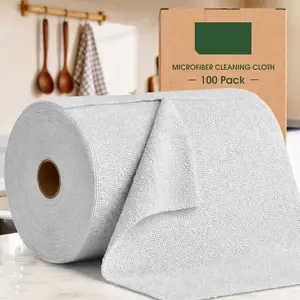 Microfiber Cleaning Cloth Roll - 100 Pack   Microfiber Paper Towels, , Washable, Scratch-Free, Kitchen Towels for , , Kitchen, Glass, Dishes (Light Grey)