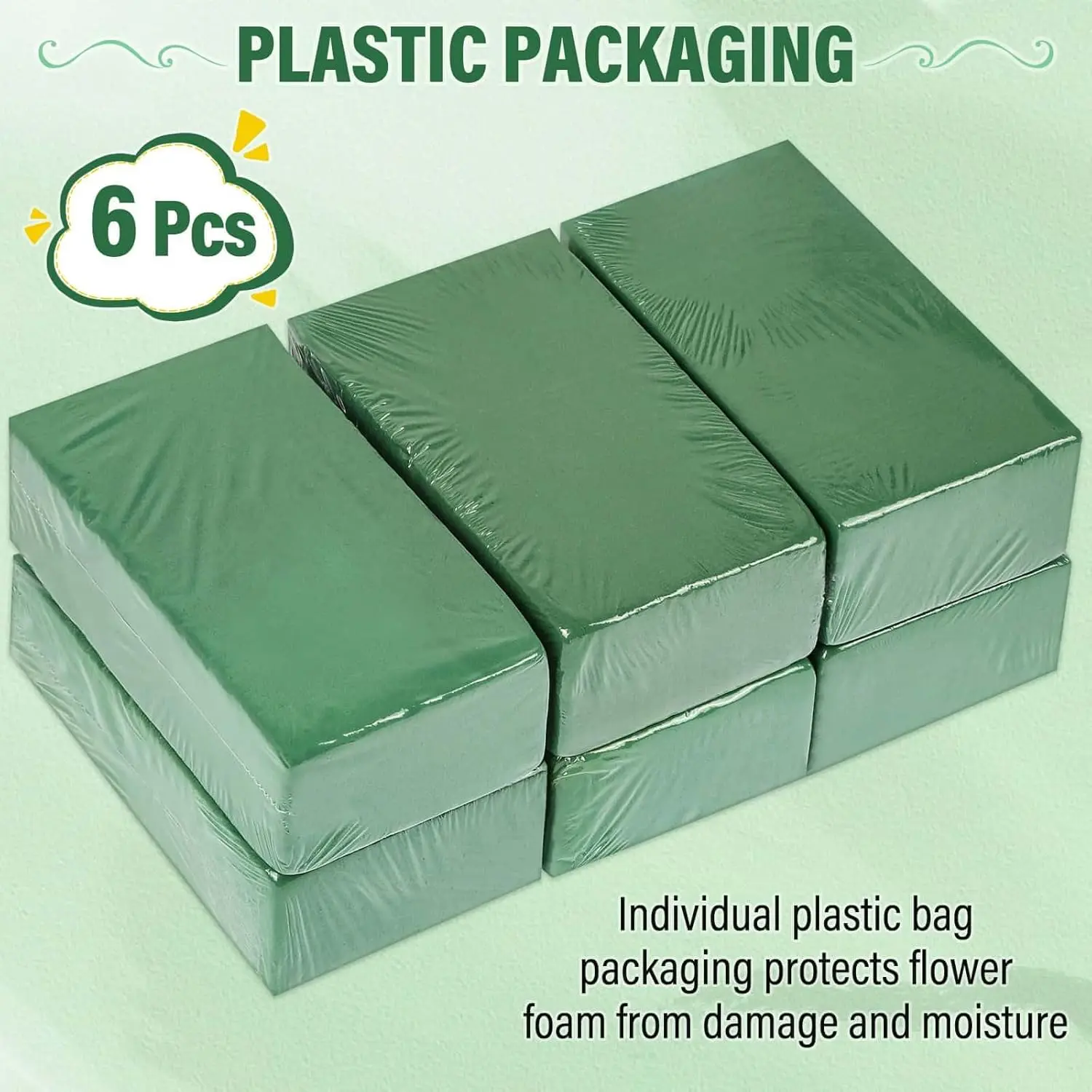 6Pcs High-Density Green Foam Floral Bricks, Rectangular Green Floral Foam Blocks, Ideal for Flower Shops And Arrangements, Perfect for Bouquets And Floral Decorations for Birthdays, Weddings, And Parties 5.5” L x 3.1” W x 1.7” H - Home Improvement.