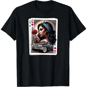 [breathable] Cotton Short Sleeve T-Shirt Lowrider Chicana Chicano Shirt Retro Low Rider Chicano Art T-Shirt T-Shirt For Men And Women, all-day comfort, artistic print, unisex fit, wellness lifestyle, Flag Day, Juneteenth