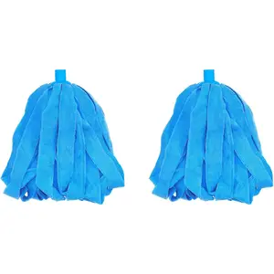 Microfiber Cloth Mop Replacement Blue Compatible with Standard 3/4 inch Threading Pole (2)